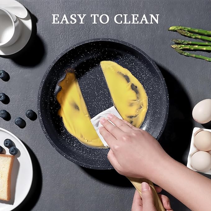 GiPP Non Stick Frying Pan - 8" Nonstick Pan Skillet with Ceramic Coating,Non Toxic Fry Pans for Cooking, Omelette Pan with Stay Cool Handle, Induction Compatible, PFAS/PTFE/PFOA Free (Gray)