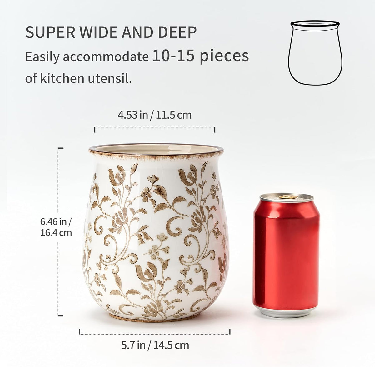Utensil Holder for Kitchen Counter, Modern Farmhouse Cooking Utensil Holder – close-up