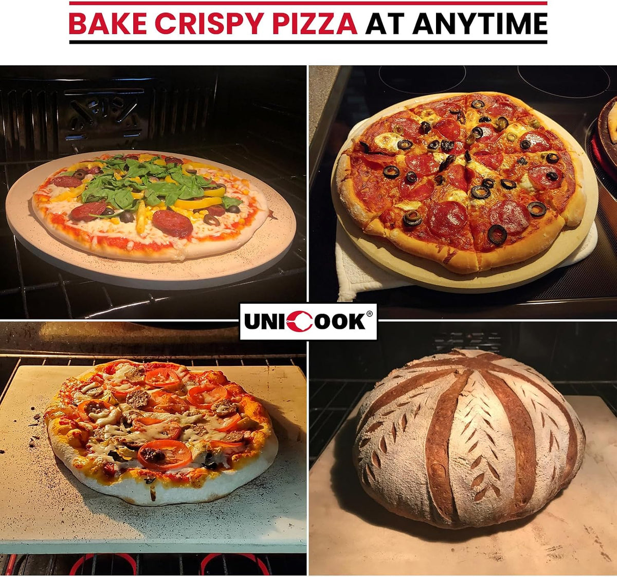 16" Round Pizza Stone for Oven and Grill, Cordierite Baking Stone – size reference