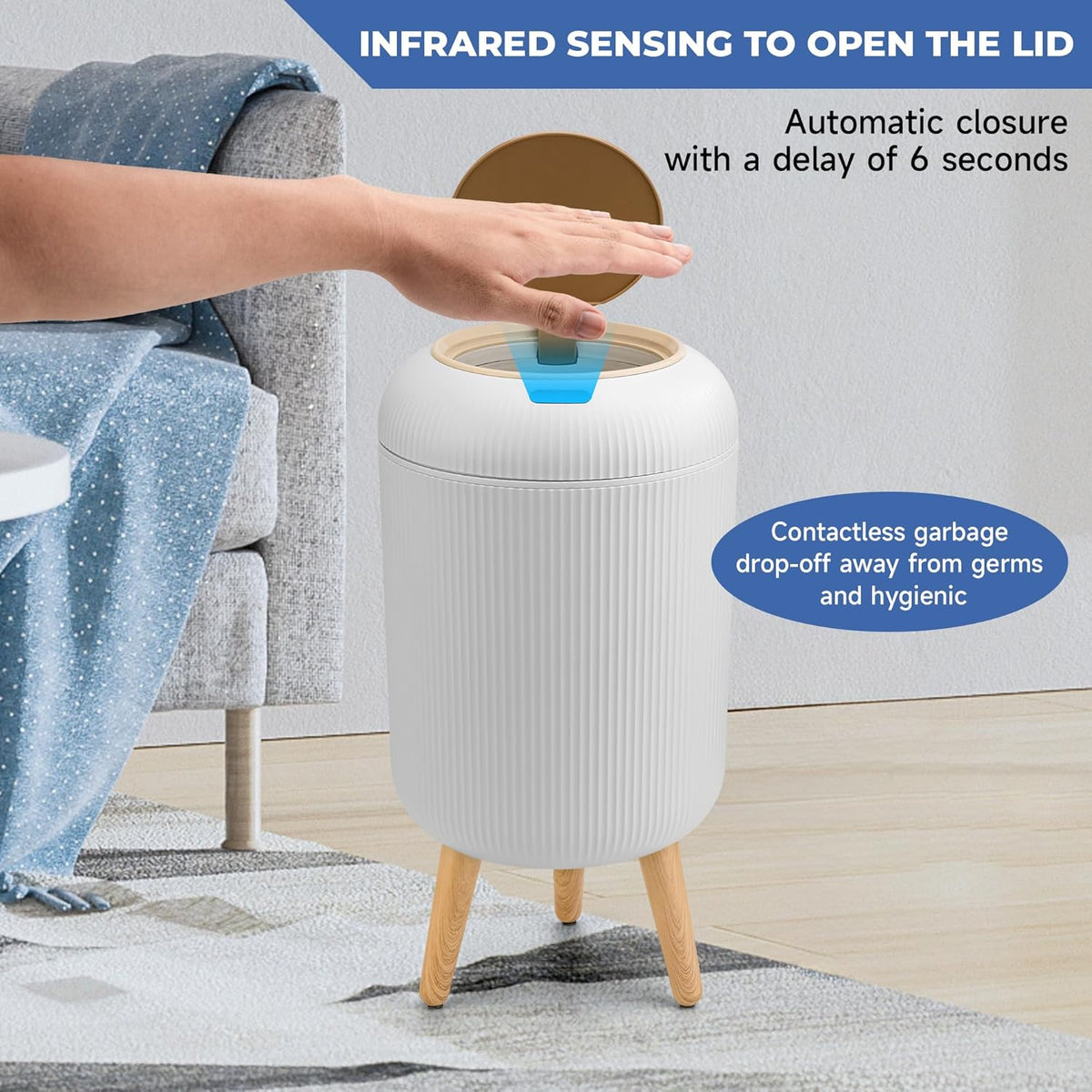 Smart Sensor Wastebasket, Convenient and Hygienic Easy to Use – close-up