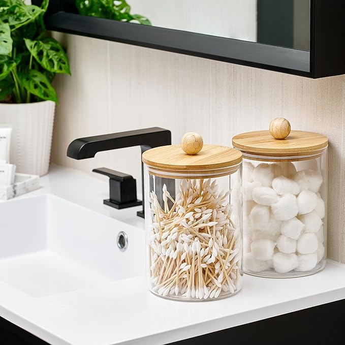 Airtight Glass Canister Set with Bamboo Lids, 2 Pieces