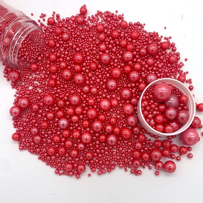 Pearl Sugar Sprinkles in Red, 4.58 oz Bottle, Nut-Free Edible Cake Decor