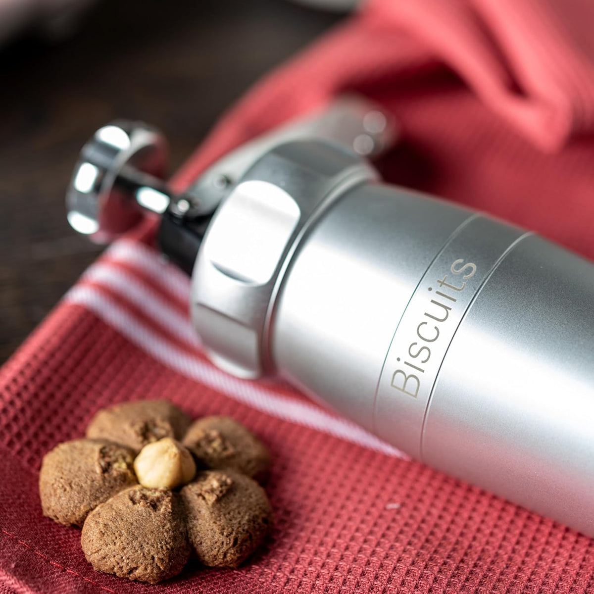 Biscuit Cookie Press Design Line, Silver. MADE IN ITALY, 20 Shapes, 2 Cookie – detail