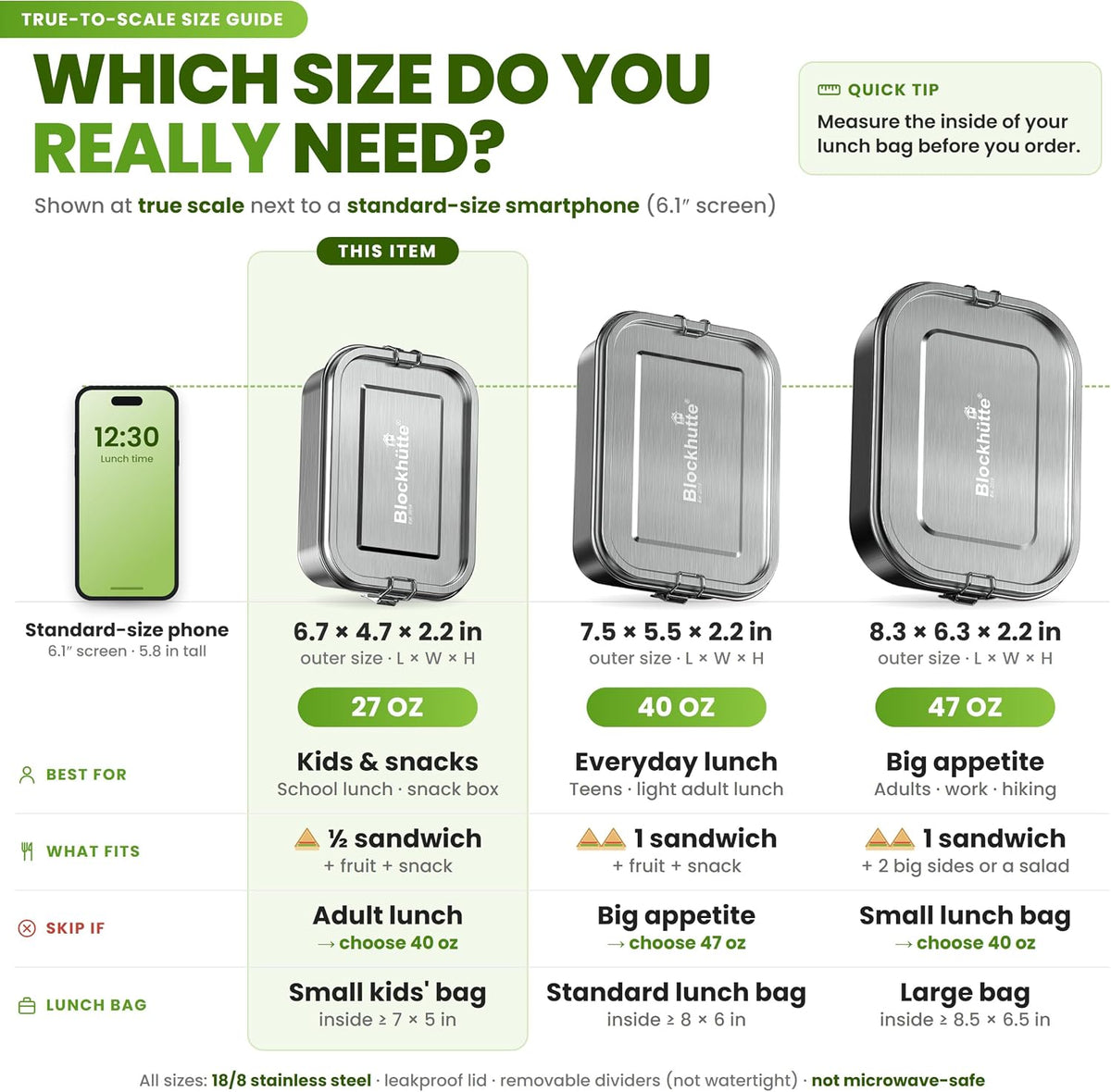 Stainless Steel Lunch Box I 27oz I with free sealing I Bento Box 3 – detail