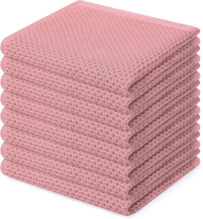 100% Cotton Waffle Weave Kitchen Dish Cloths – Dried Rose