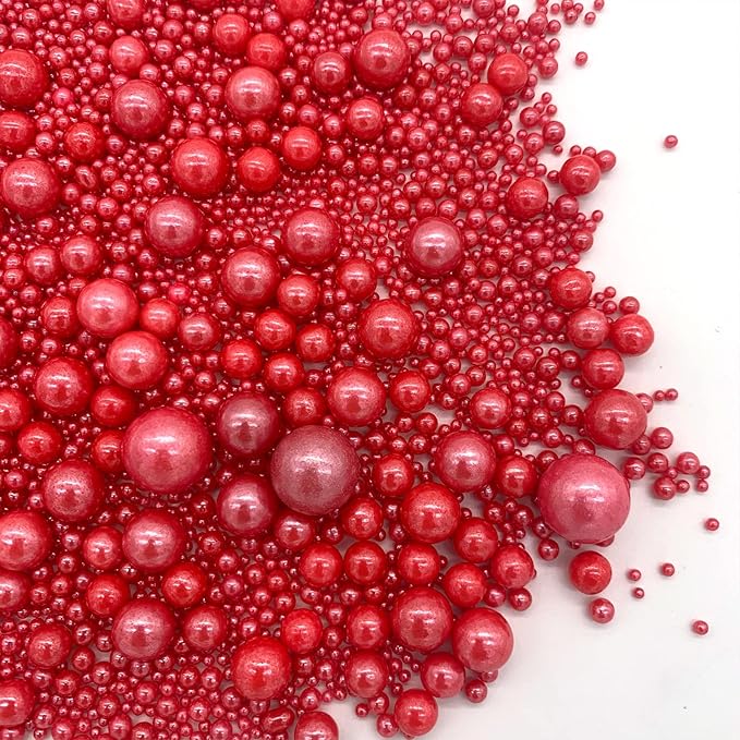 Pearl Sugar Sprinkles in Red, 4.58 oz Bottle, Nut-Free Edible Cake Decor