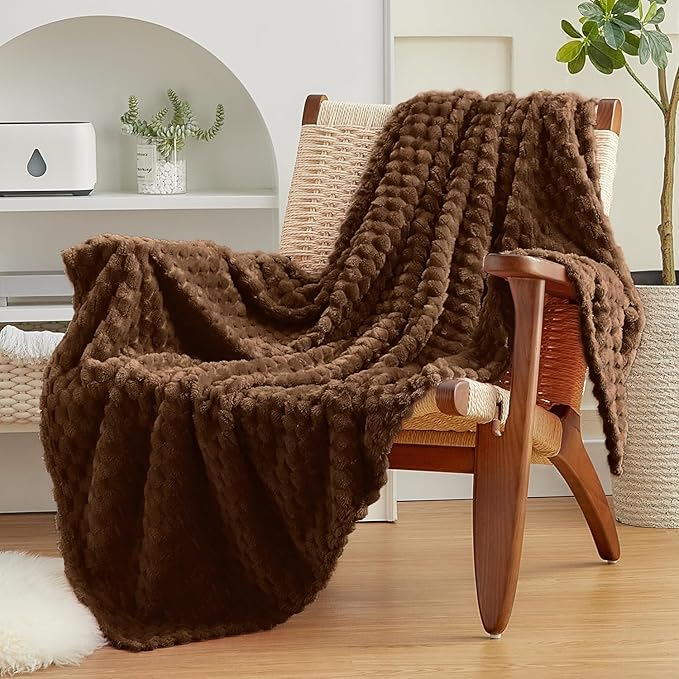 Throw Blanket 50x60 Inch Coffee Soft Microfiber Polyester