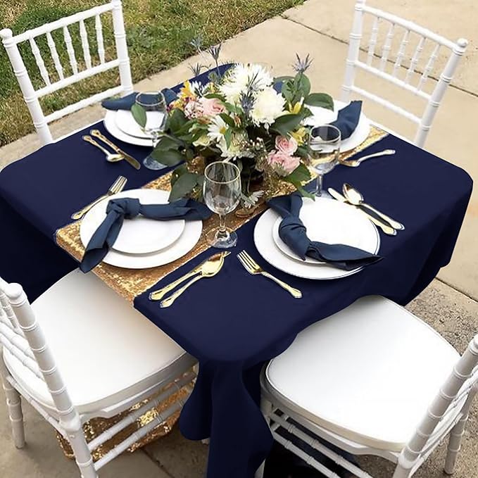 Tablecloths, Square Navy Polyester, 70 x 70 Inch, 6 Pack