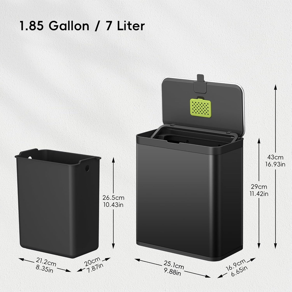 Kitchen Compost Bin, 7L / 1.85 Gal Stainless Steel with Removable Inner Bucket – detail