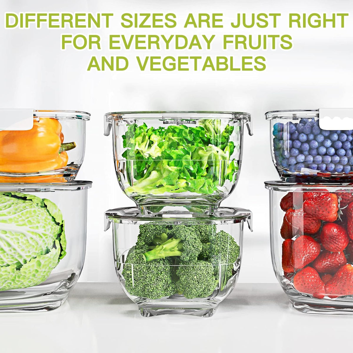 Fresh Produce Vegetable Fruit Storage Containers 3Piece Set, BPA-free – another angle