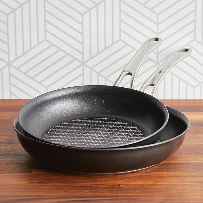 Anolon X Aluminum Nonstick Cookware Frying Pans/Skillet Set, 8.25 Inch and 10 Inch - Dark Gray