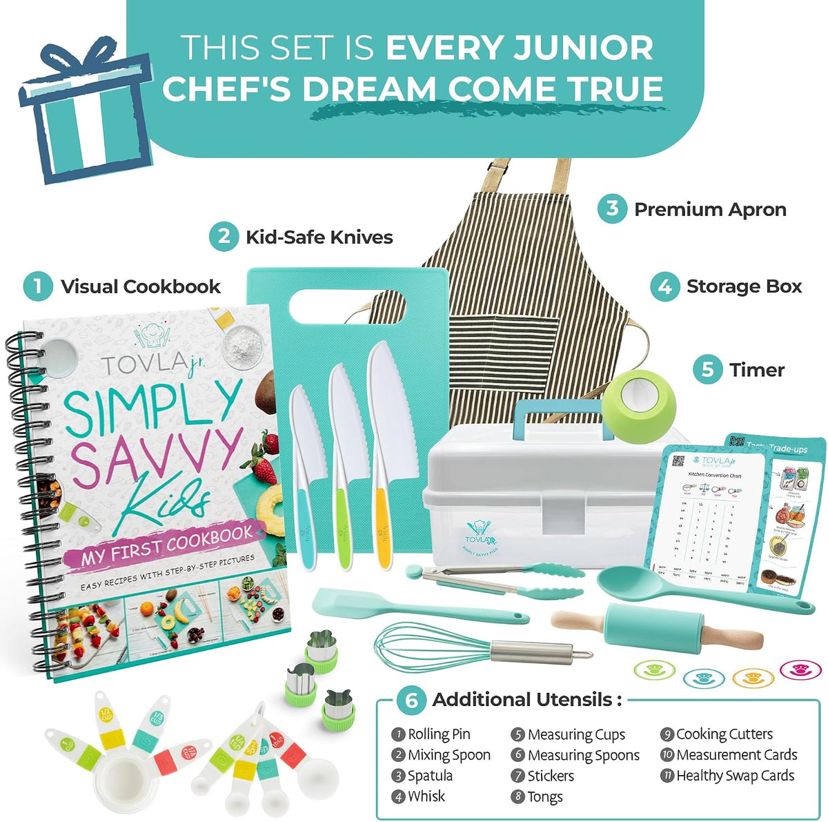 Jr. Kids Real Cooking and Baking Set | Ultimate Gift Kit | Ages 6-12 – close-up