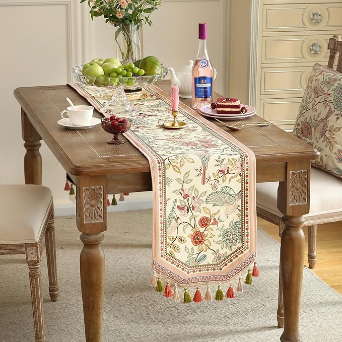 Table Runner, 12 x 118 Inch Cullom Velvet Floral Polyester