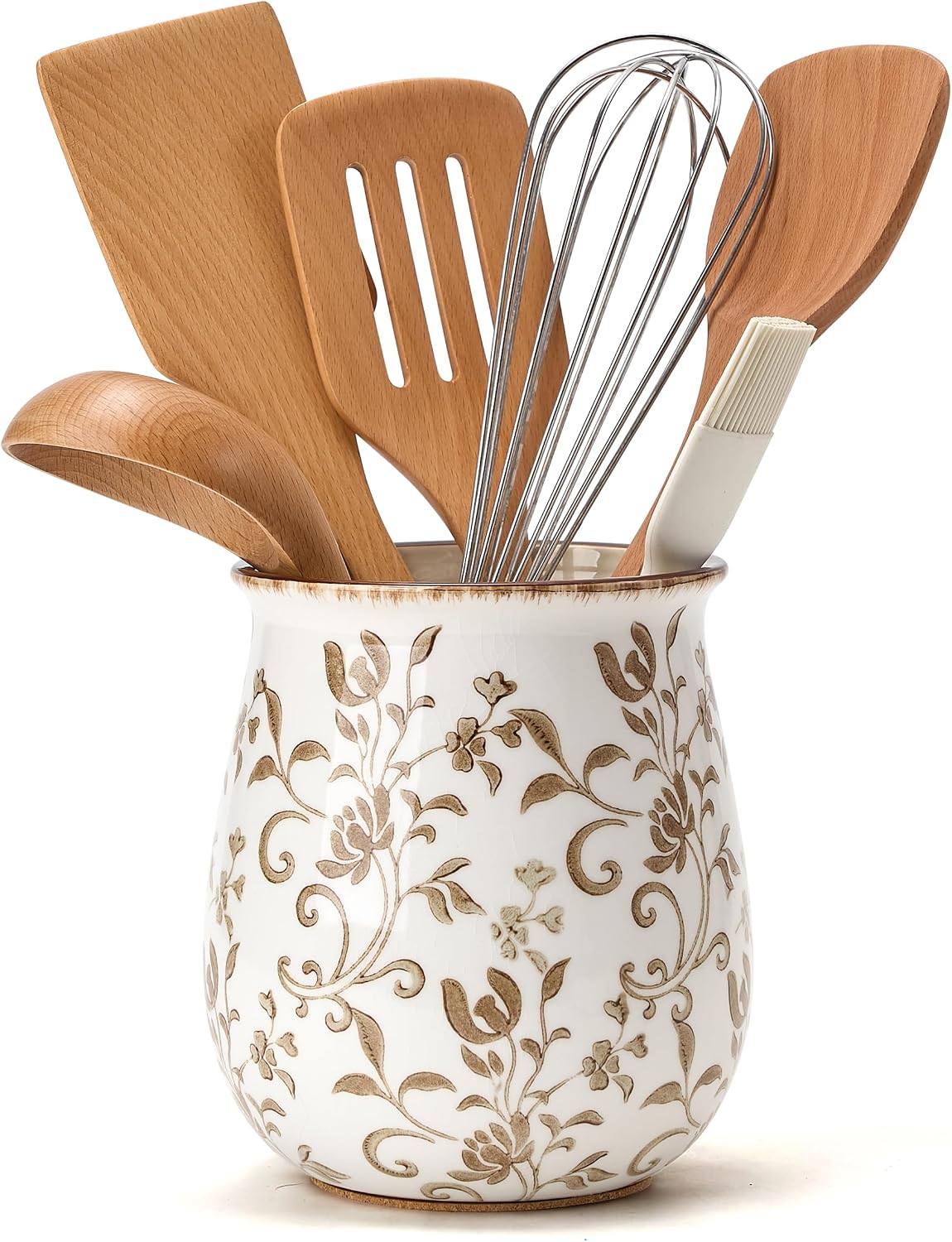 Utensil Holder for Kitchen Counter, Modern Farmhouse Cooking Utensil Holder
