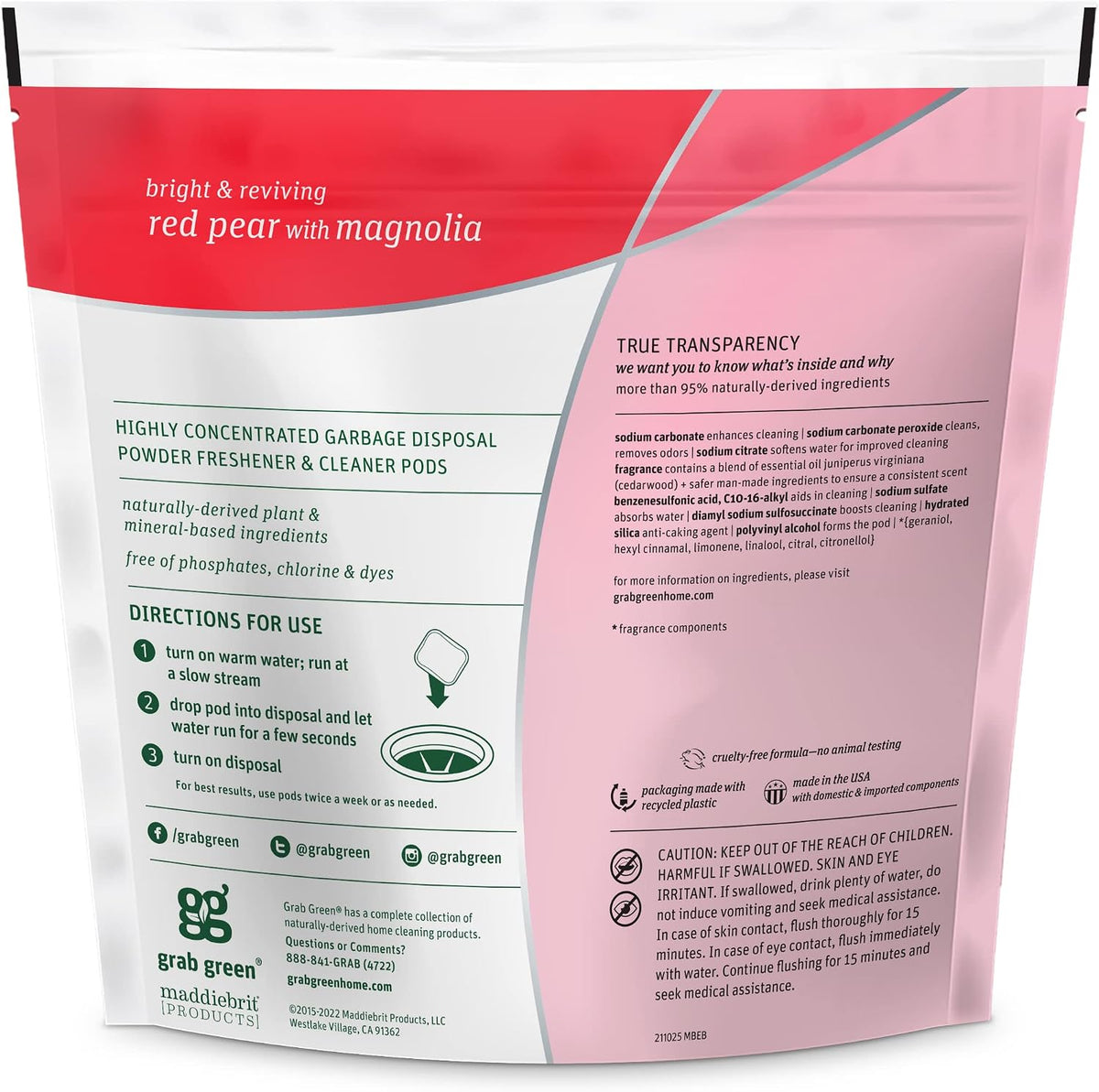 Garbage Disposal Cleaner, 48 Pods, Red Pear & Magnolia – detail
