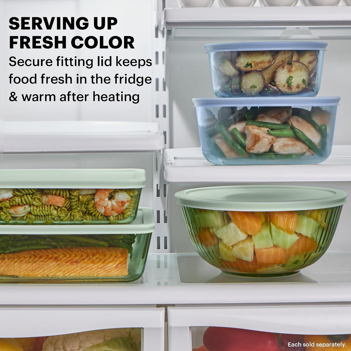 Colors Tinted (3-Pack, Full Set) Sculpted Tinted Glass Mixing Bowls – alternate view