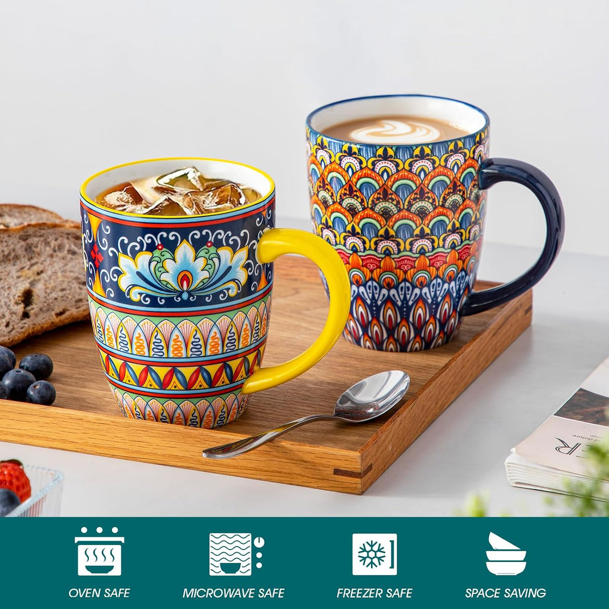 SIMI 16 oz Large Coffee Mugs Set of 6, Ceramic Cups with Handle – alternate view