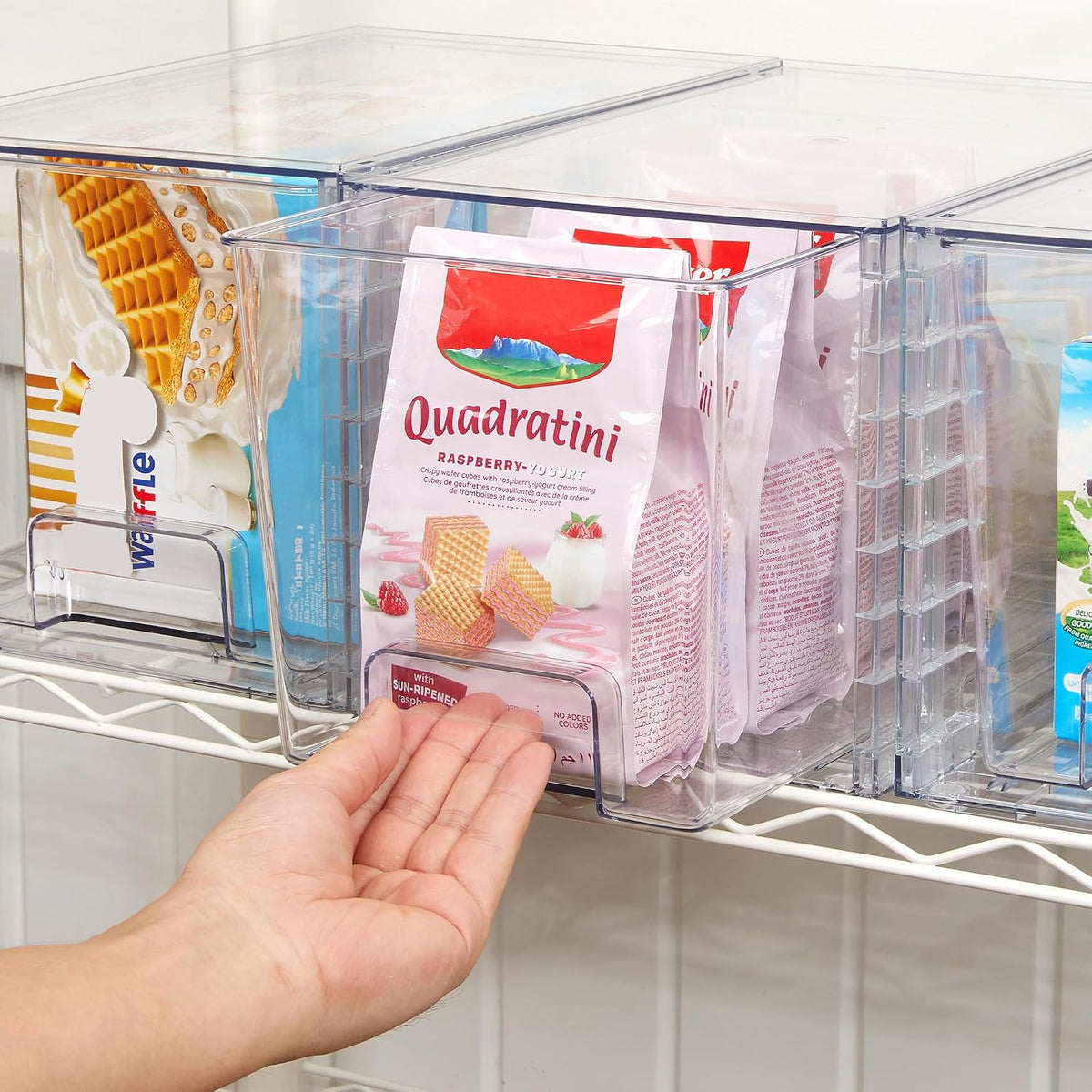 4 Pack Stackable Clear Pantry Storage Drawers, Large – another angle