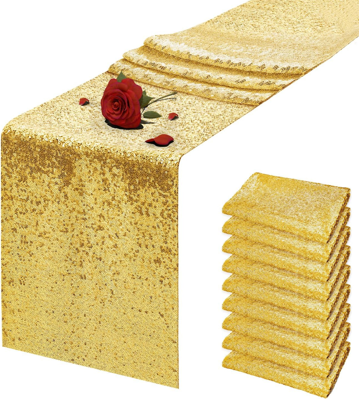 10 Packs 12 x 72 inches Gold Sequin Table Runner
