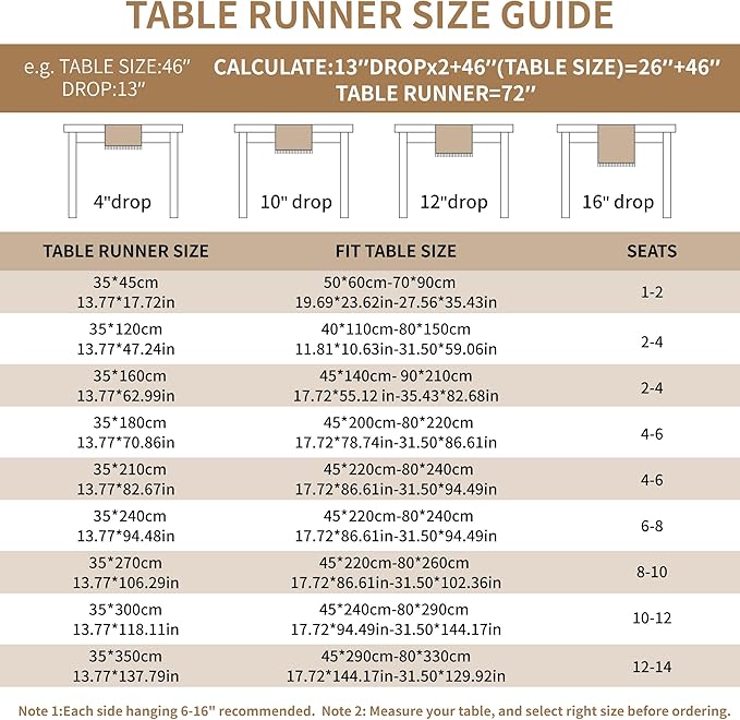 Table Runner, 14 x 119 Inch Coffee Boho Fringed Polyester