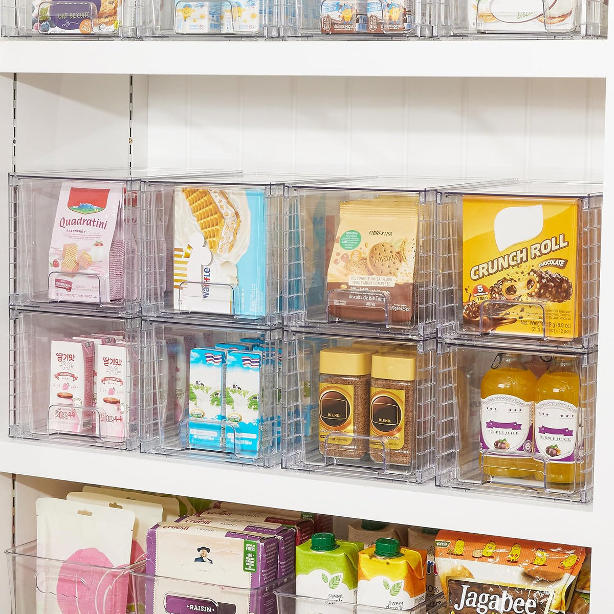 4 Pack Stackable Clear Pantry Storage Drawers, Large – alternate view