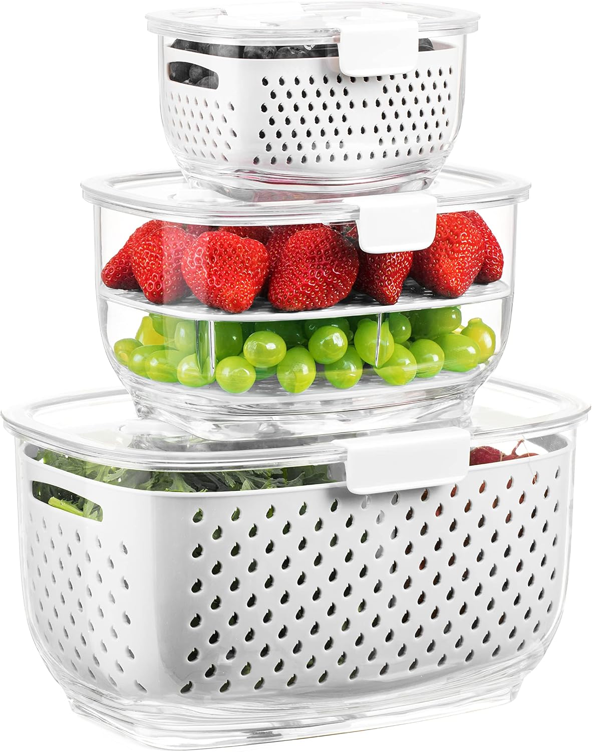 Fresh Produce Vegetable Fruit Storage Containers 3Piece Set, BPA-free
