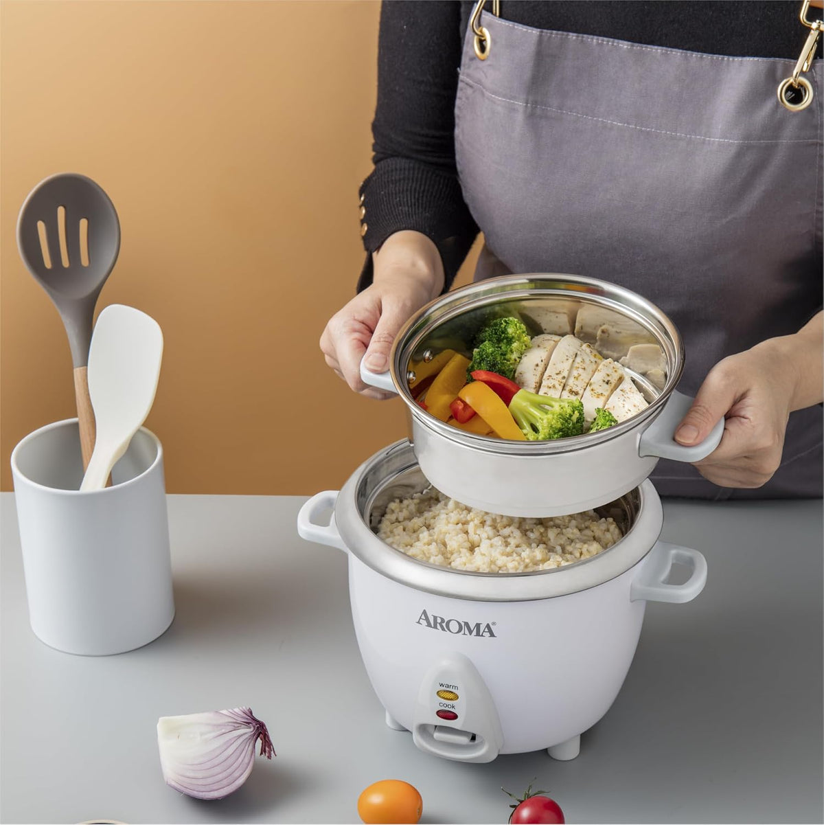 Housewares 6-Cup (Cooked yield ) / 1.2Qt. Select Stainless Pot-Style Rice – size reference