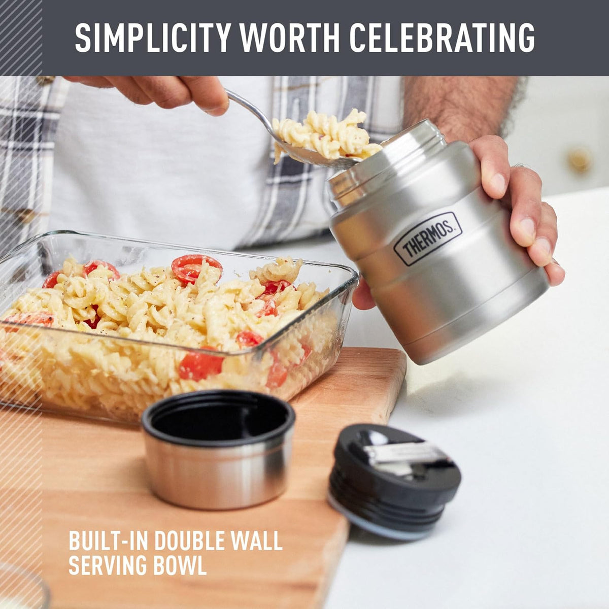 Stainless King Food Jar with Spoon, 16oz, Matte Steel – alternate view