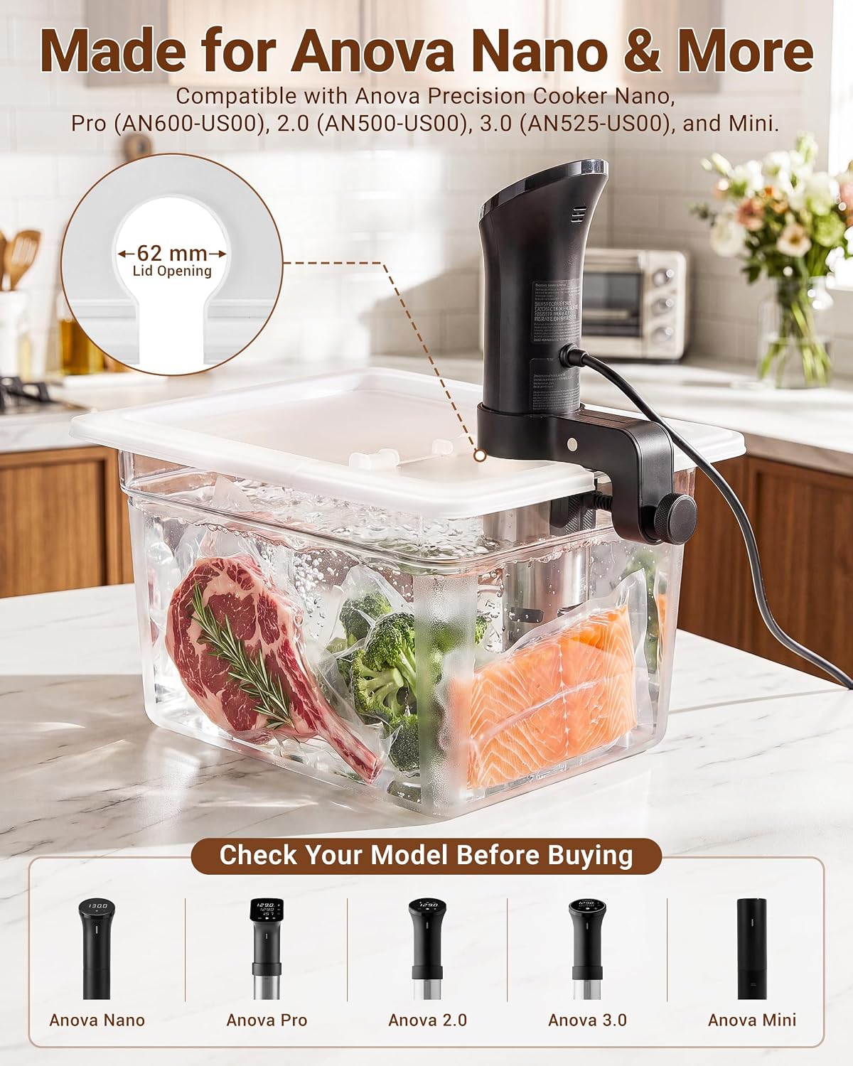 Sous Vide Container with Lid, 12 Qt, Flip-Open Access – close-up