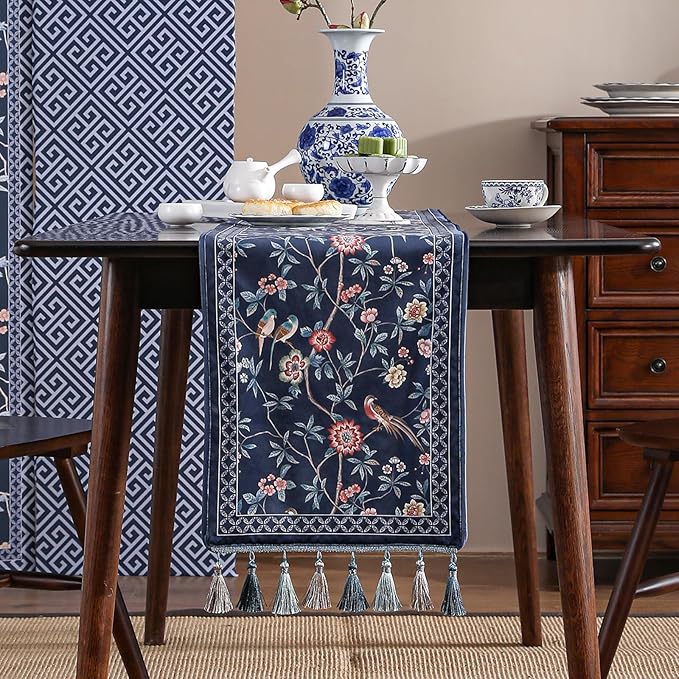 Table Runner, Velvet Floral, 12 x 118 Inch, Polyester