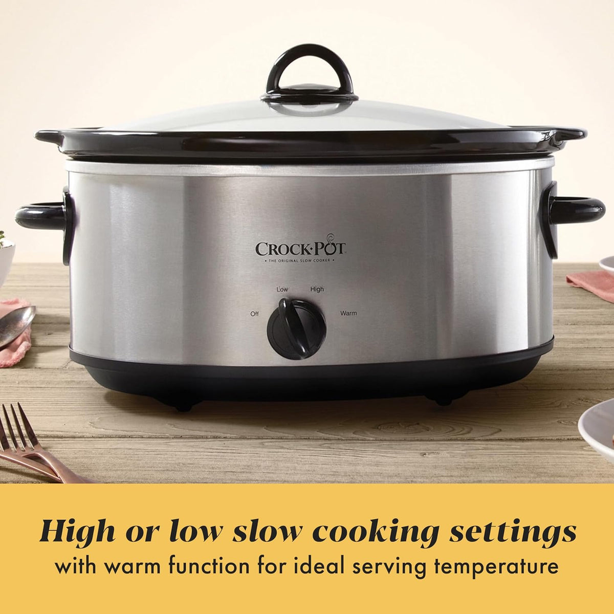 7-Quart Manual Slow Cooker, Family Size Serves 8+ People & Fits 6-lb Roast – close-up