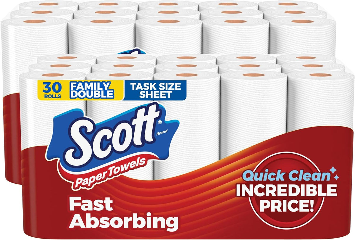 Paper Towels, Task Size, 30 Family Double Rolls, 119 Sheets Per Roll