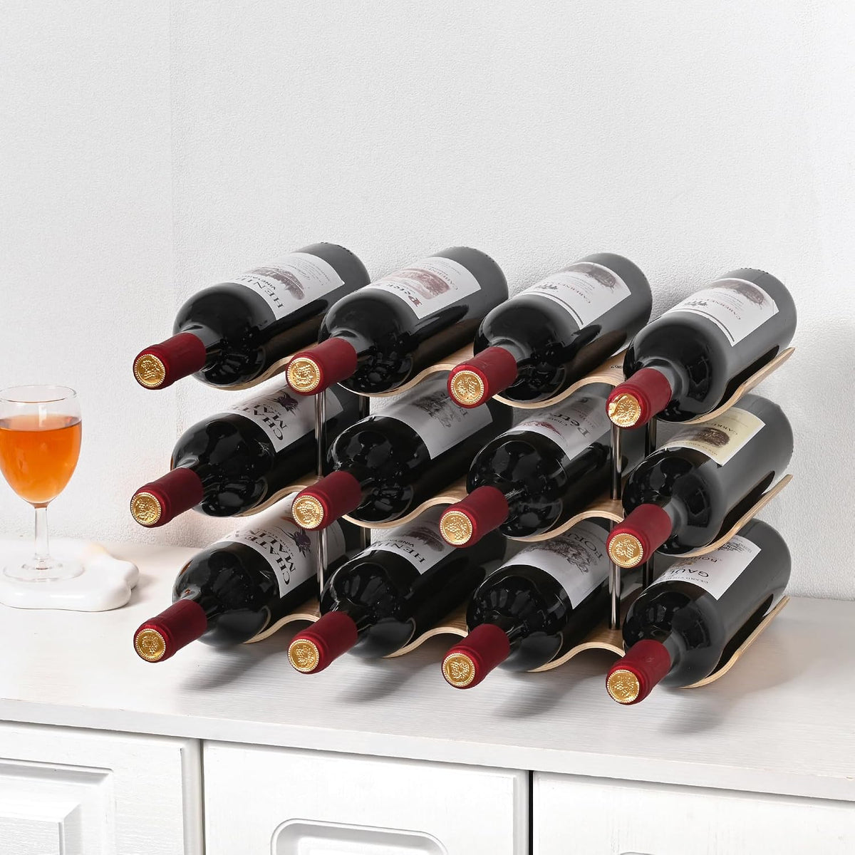 Countertop Wine Rack - 12 Bottle Freestanding Wine Bottle Holder Stand - 3 Tier – features