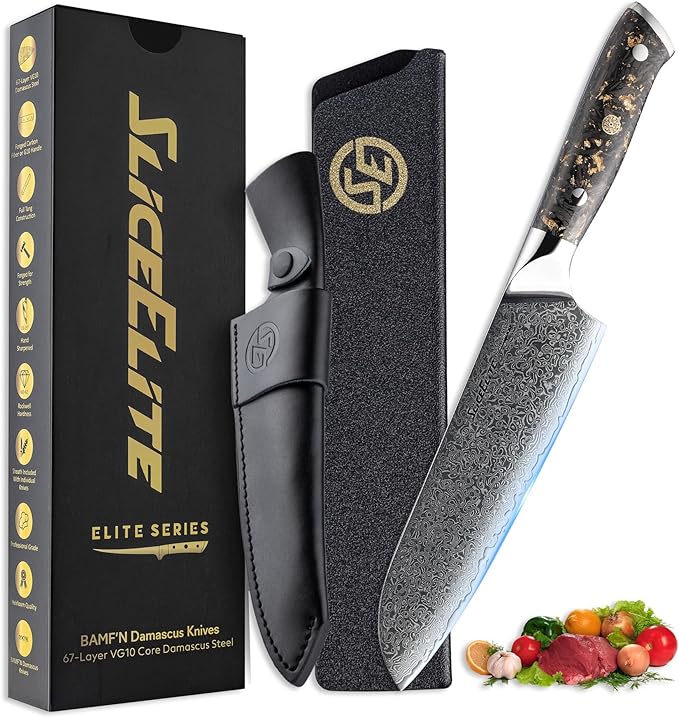 Elite Series 7 Inch Santoku Knife VG10 Damascus Steel – 7in