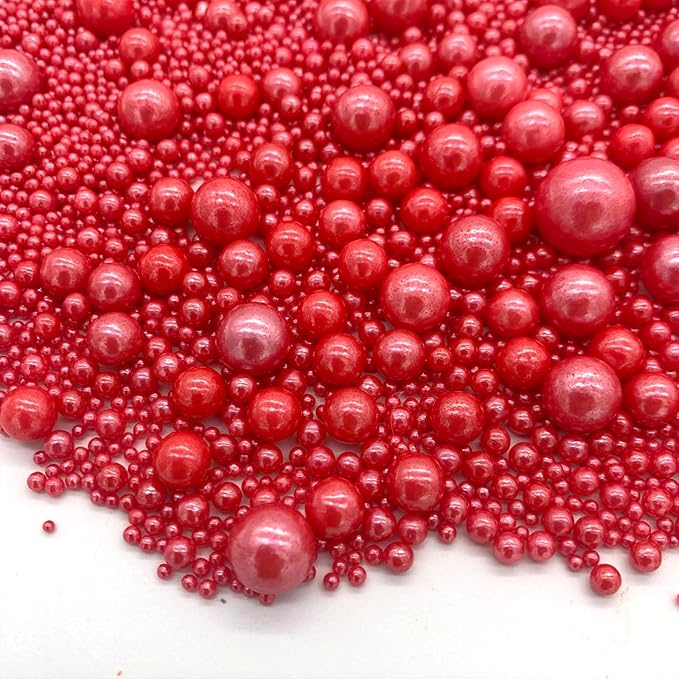 Pearl Sugar Sprinkles in Red, 4.58 oz Bottle, Nut-Free Edible Cake Decor