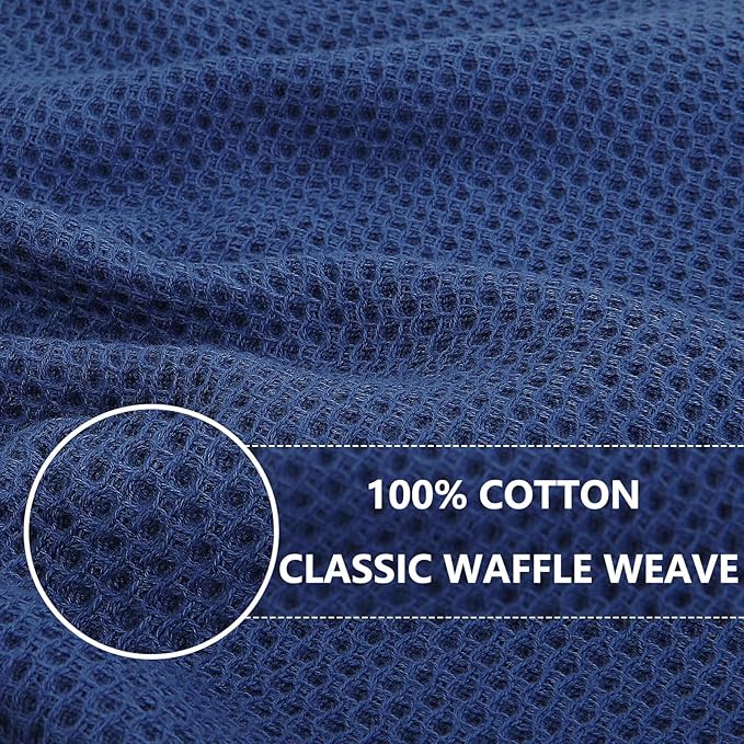 100% Cotton Waffle Weave Kitchen Dish Towels – Navy Blue