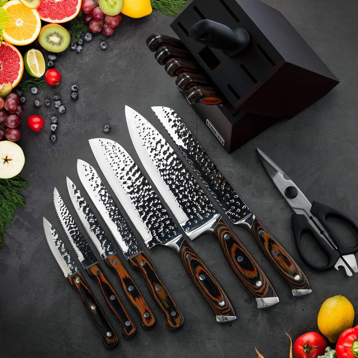 15 Pieces Kitchen Knife Set with Block and Sharpener – set view