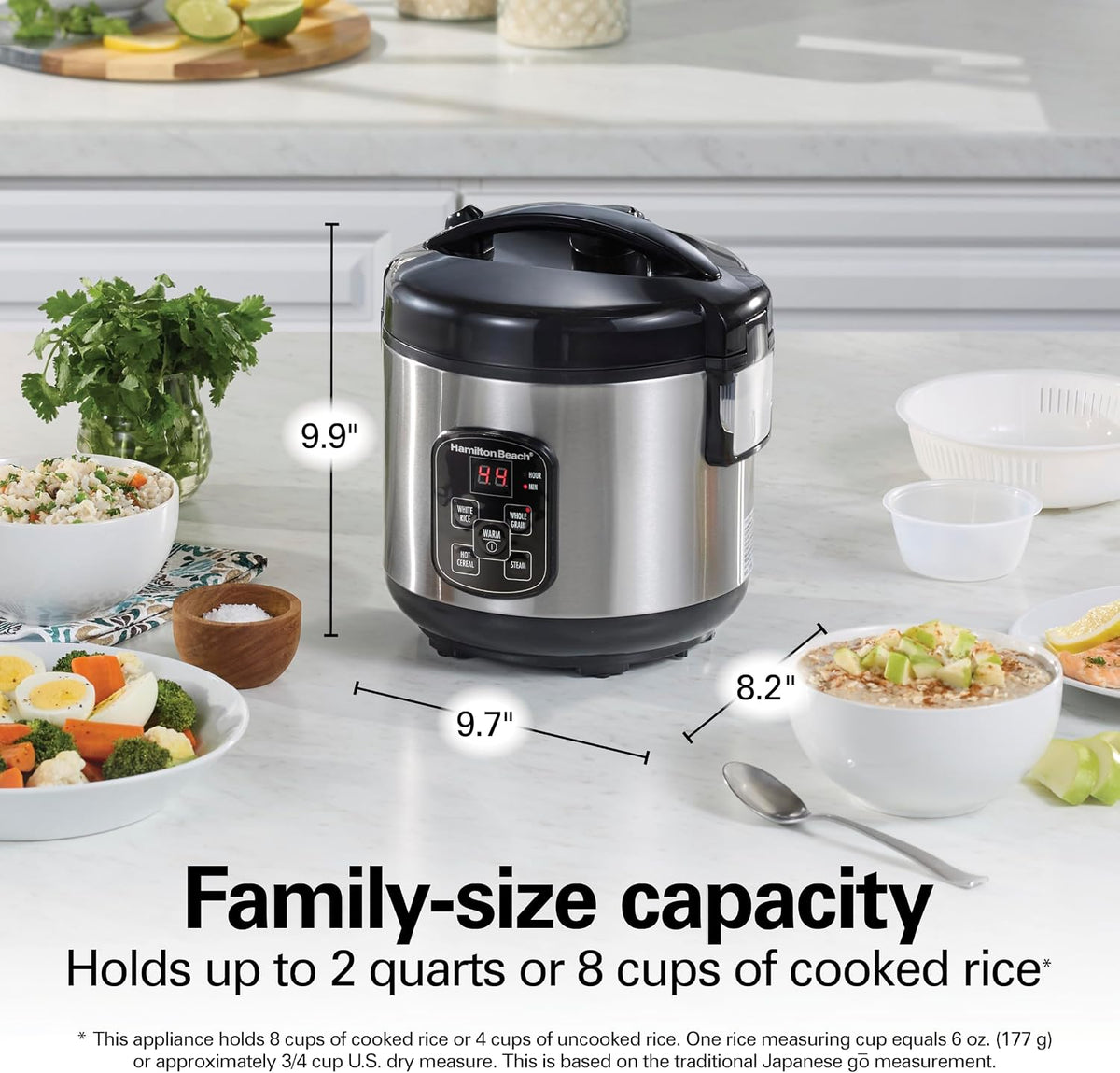 Digital Programmable Rice Cooker & Food Steamer, 8 Cups Cooked (4 Uncooked) – close-up