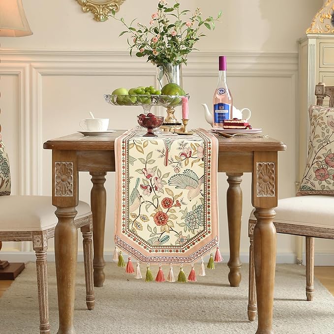 Table Runner, 12 x 118 Inch Cullom Velvet Floral Polyester