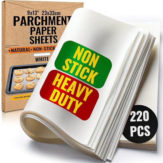 220 Pcs 9x13 Inch Parchment Paper Sheets by Baker's Signature | Parchment Baking Paper, Parchment Paper - Perfect for Baking, Precut Non-Stick Sheets, Eco-Friendly, Will Not Curl or Burn