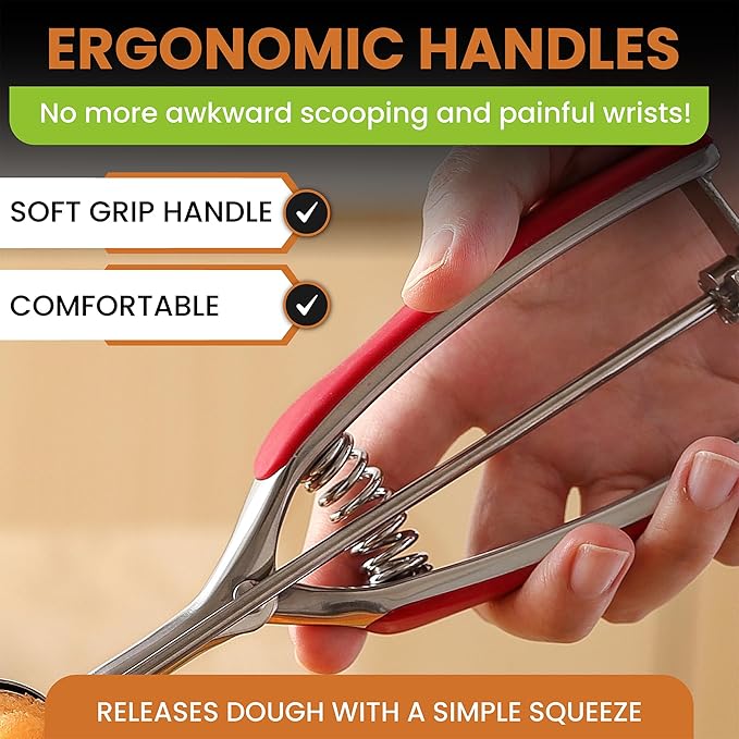 Cookie Scoop, 1.7 Tbsp Stainless Steel, Red, Size #40