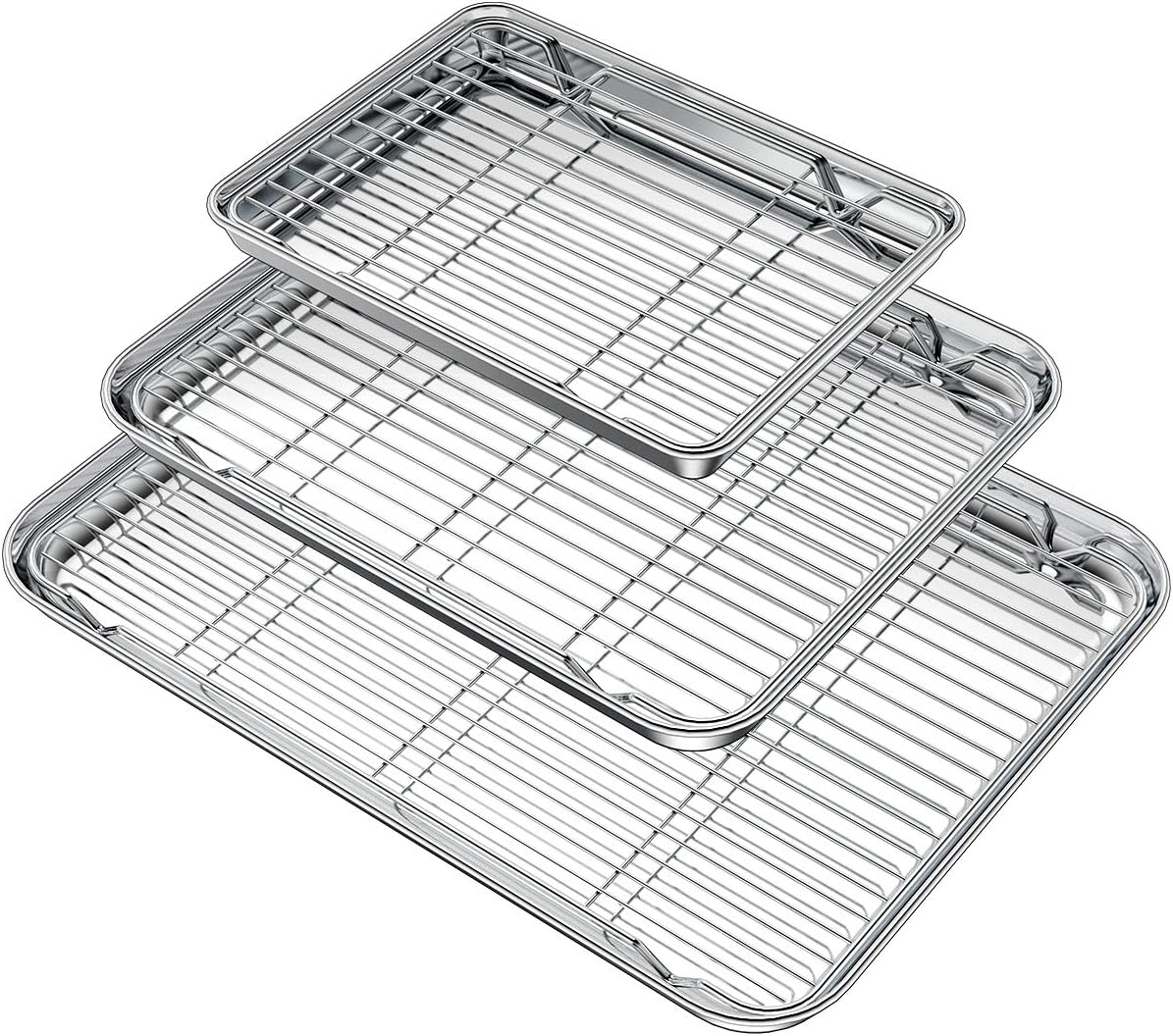 Baking Sheet with Rack Set (3 Pans + 3 Racks), Stainless Steel Baking Pan