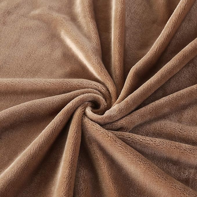 Throw Blanket in Light Coffee Flannel Fleece, 60 x 80 Inch