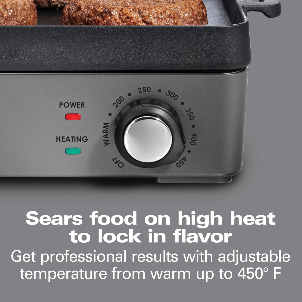 Cast Iron Electric Griddle & Indoor Grill – close-up