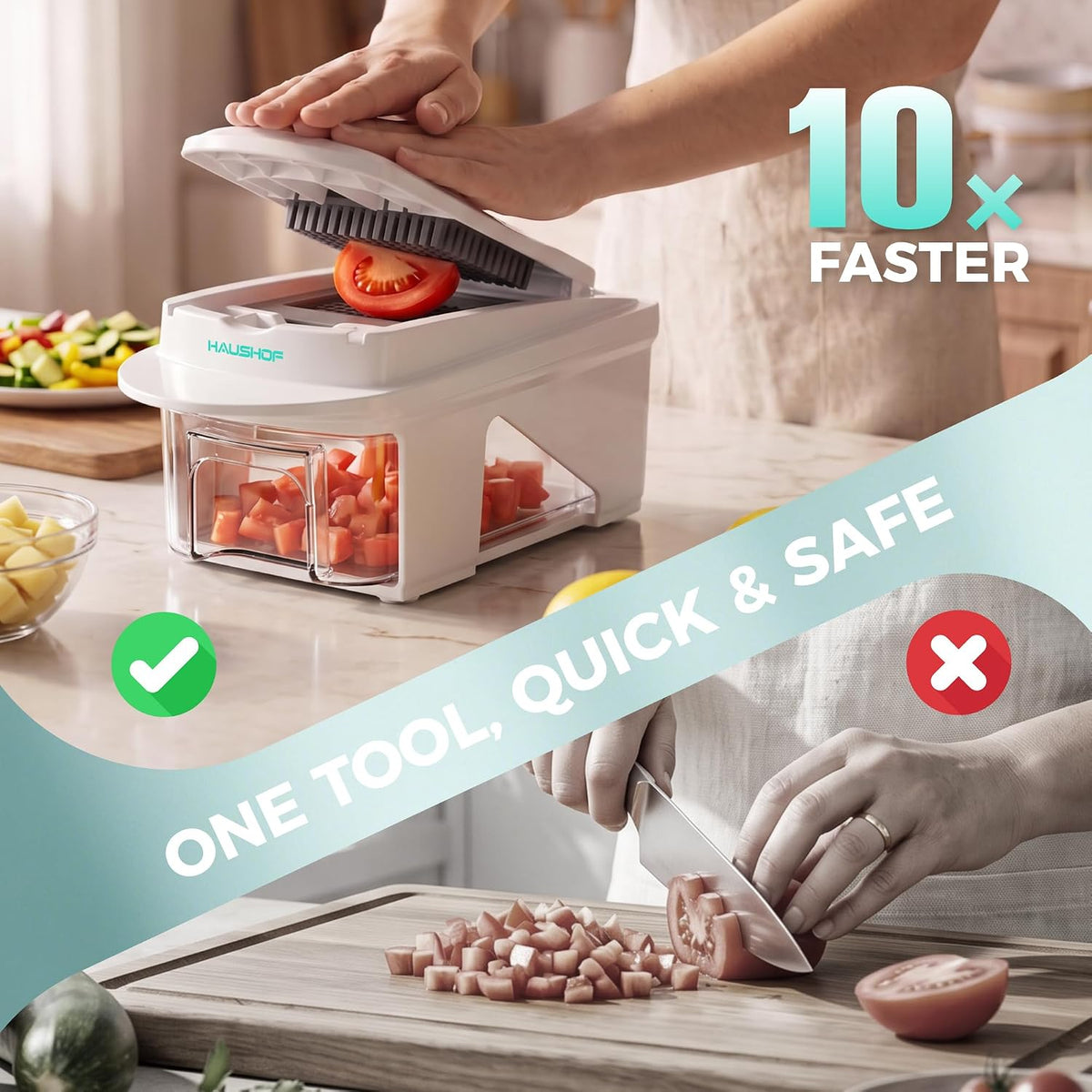 All-in-1 Vegetable Chopper and Mandoline Slicer,13 Blades – close-up