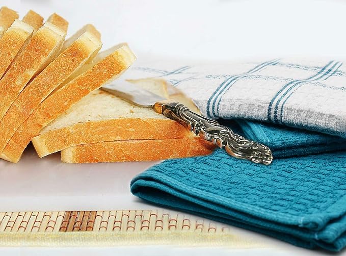 Dish Cloths 8 Pack Teal 100% Cotton Terry Dishcloths 12 x 12 Inch