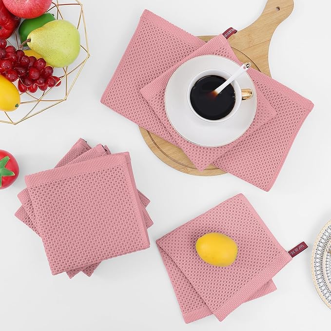 100% Cotton Waffle Weave Kitchen Dish Cloths – Dried Rose
