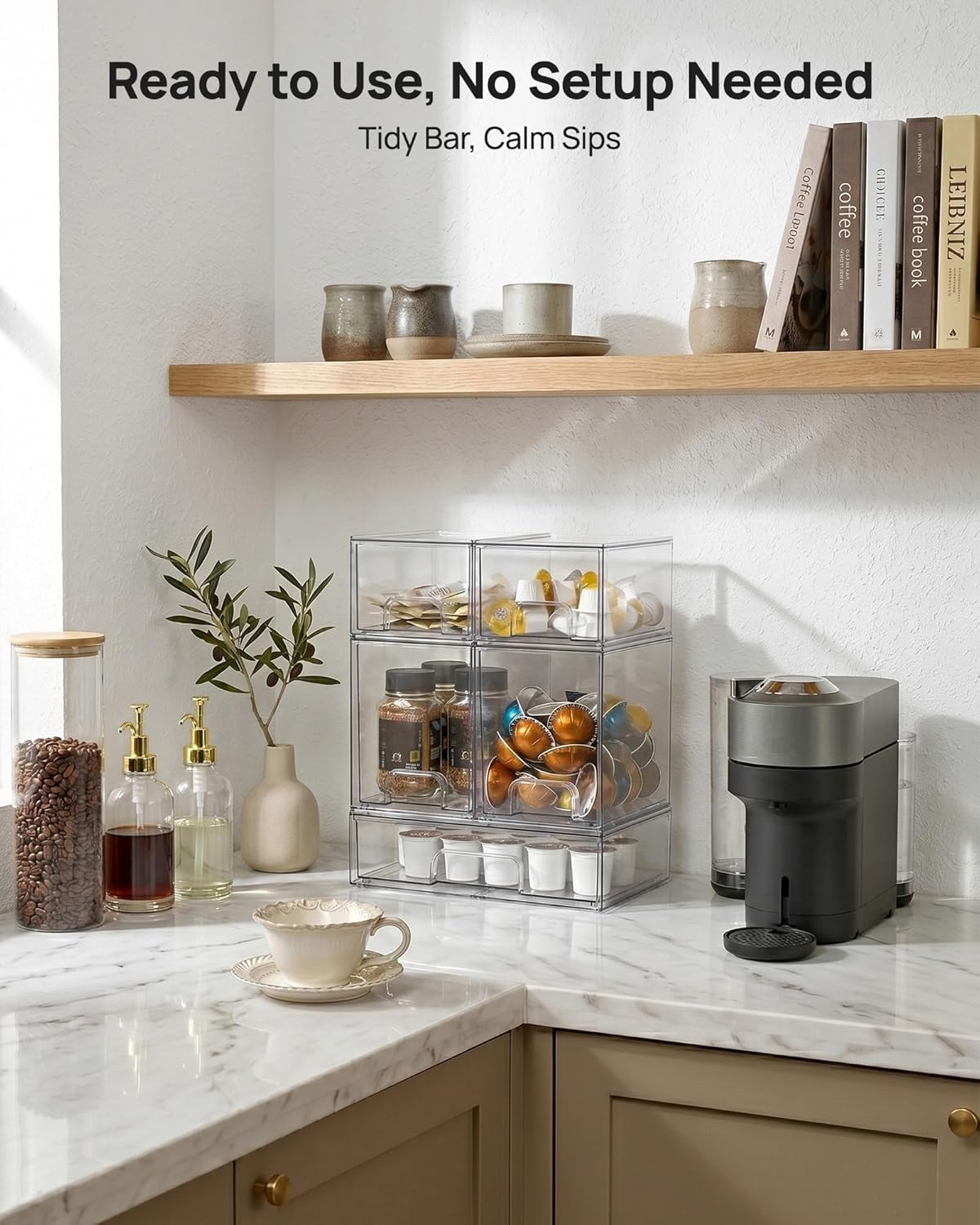 Clear Stackable Storage Drawers Set of 5, Plastic Organizer Bins – detail