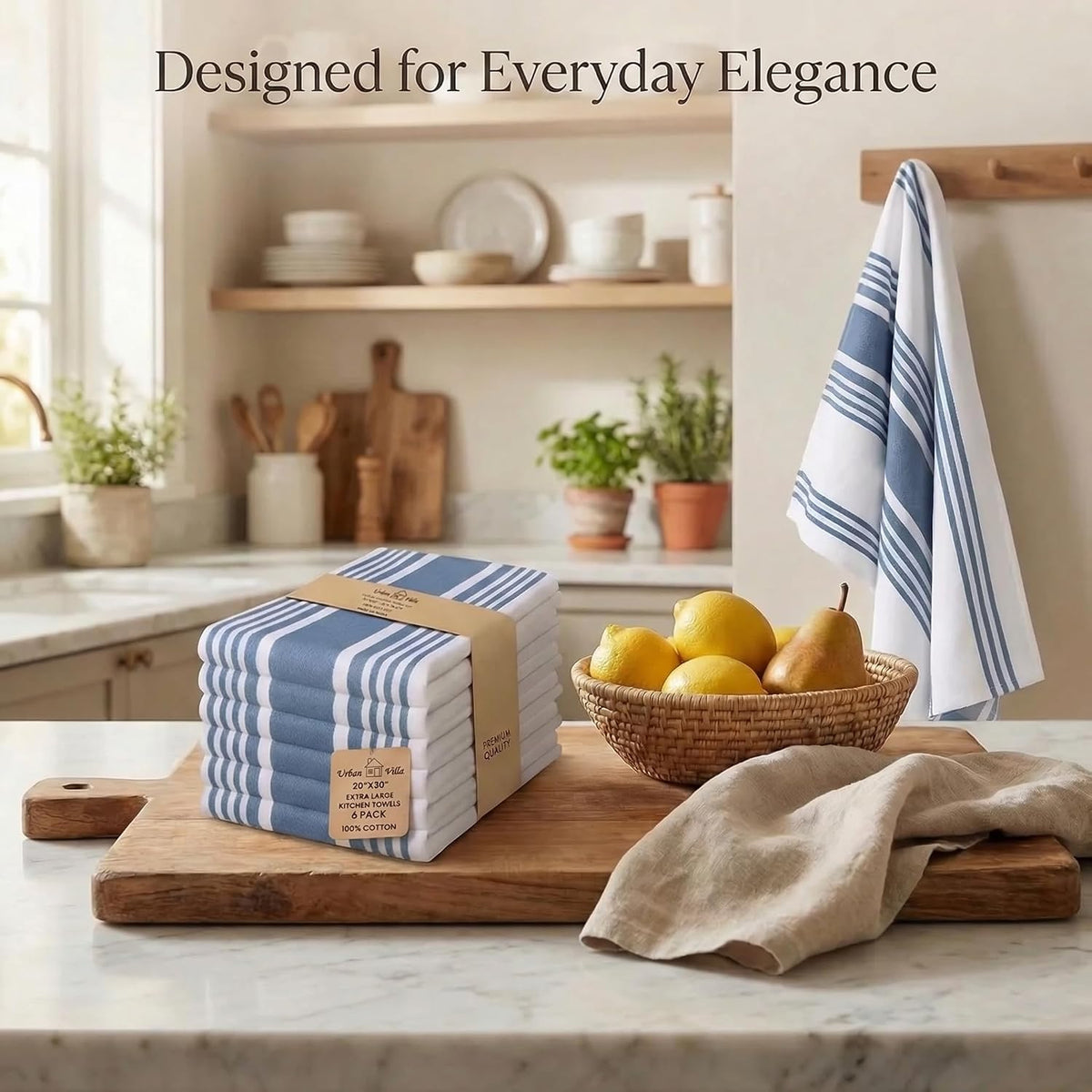 Kitchen Towels 100% Cotton Dish Towels for Kitchen (Set of 6) 20”x30” Dish – features
