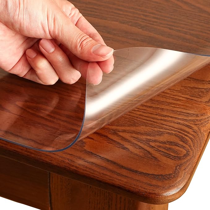 Clear Table Cover Protector Rectangle 42 x 78 Inch, 2.0mm Transparent Plastic Table Protector Waterproof, Anti-Scratch Clear Desk Mat for Office Desktop Dresser Dining Table, FDA Compliant